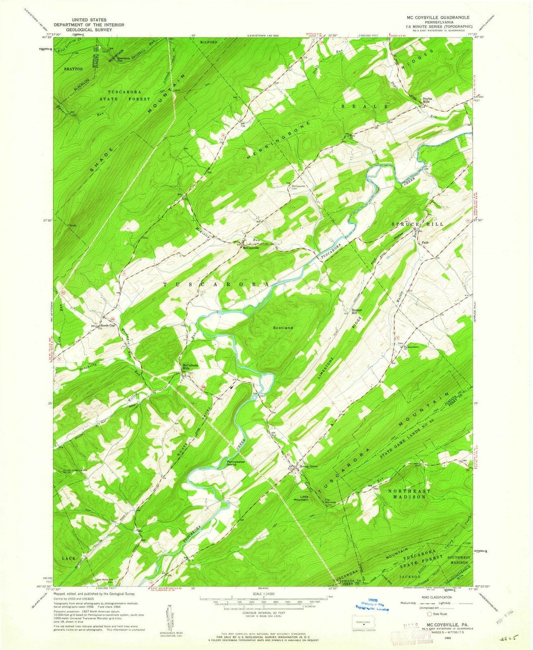 1960 Mc Coysville, PA - Pennsylvania - USGS Topographic Map