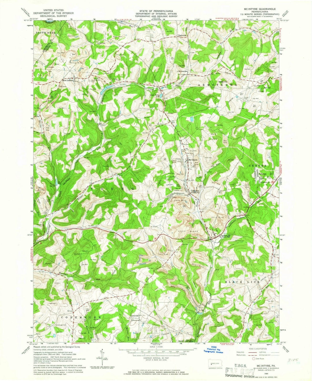 1964 Mc Intyre, PA - Pennsylvania - USGS Topographic Map
