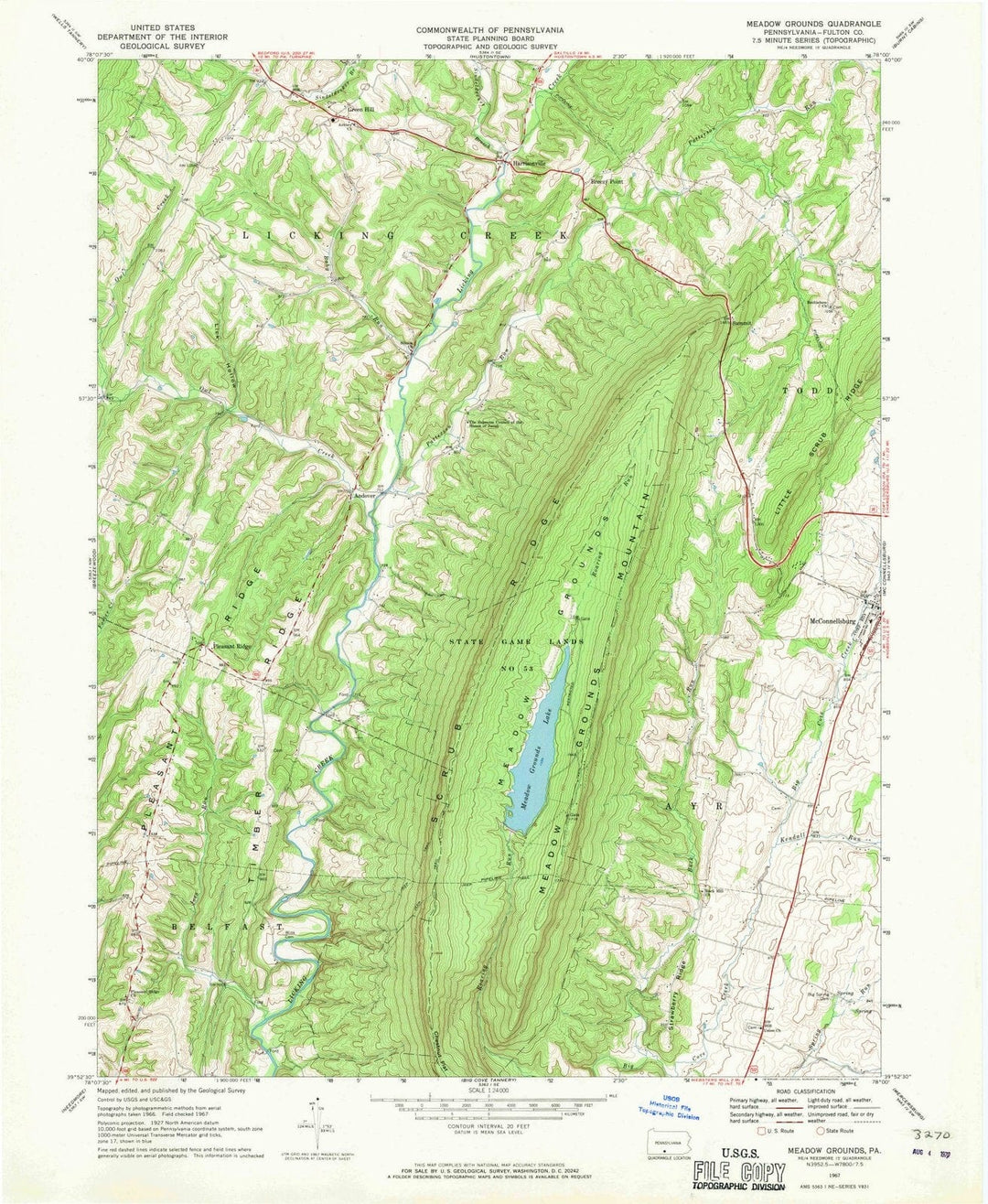 1967 Meadow Grounds, PA - Pennsylvania - USGS Topographic Map