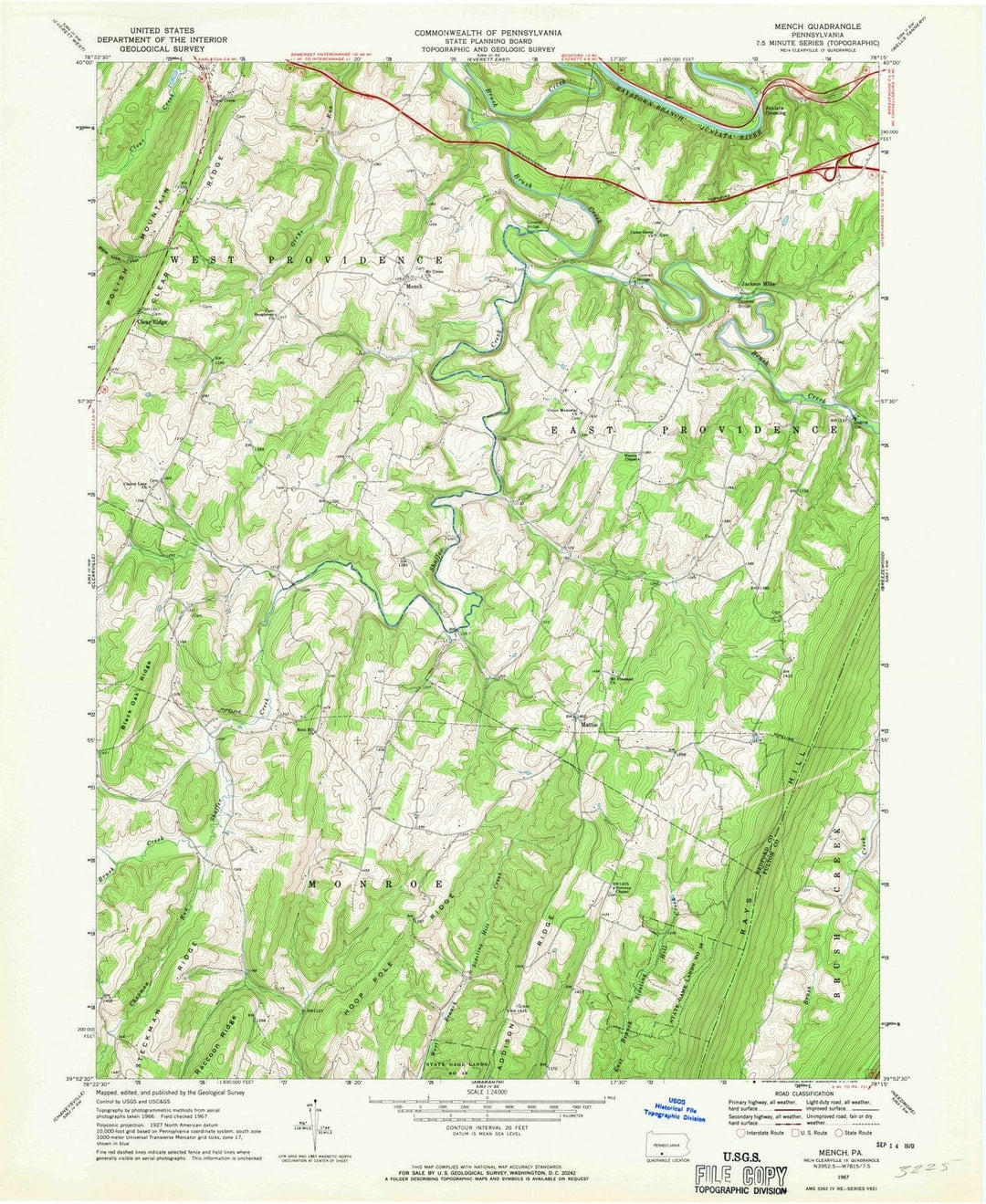 1967 Mench, PA - Pennsylvania - USGS Topographic Map