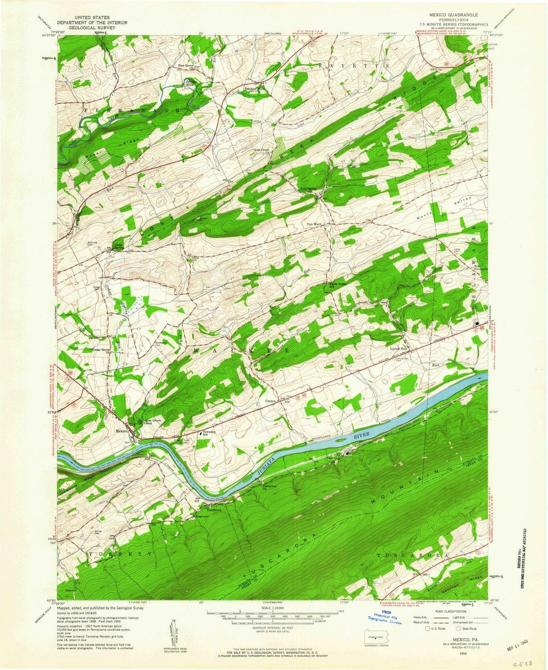 1959 Mexico, PA - Pennsylvania - USGS Topographic Map
