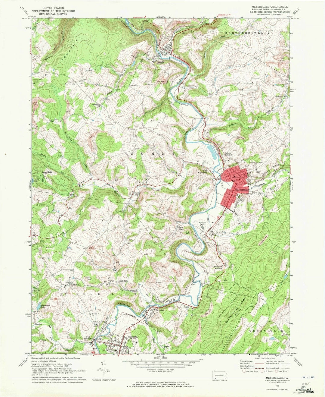 1968 Meyersdale, PA - Pennsylvania - USGS Topographic Map