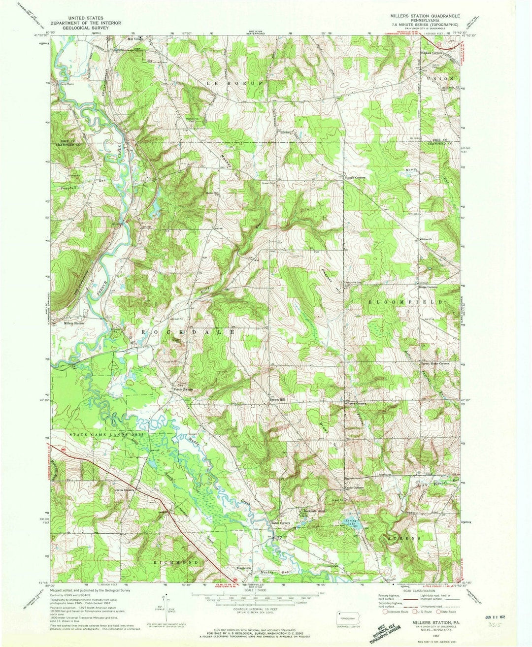 1967 Millers Station, PA - Pennsylvania - USGS Topographic Map