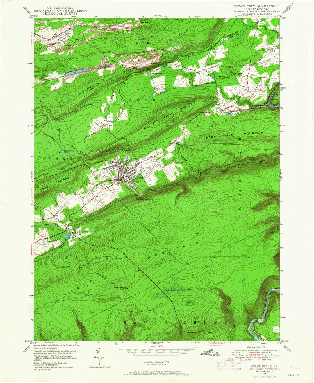 1948 Weatherly, PA - Pennsylvania - USGS Topographic Map