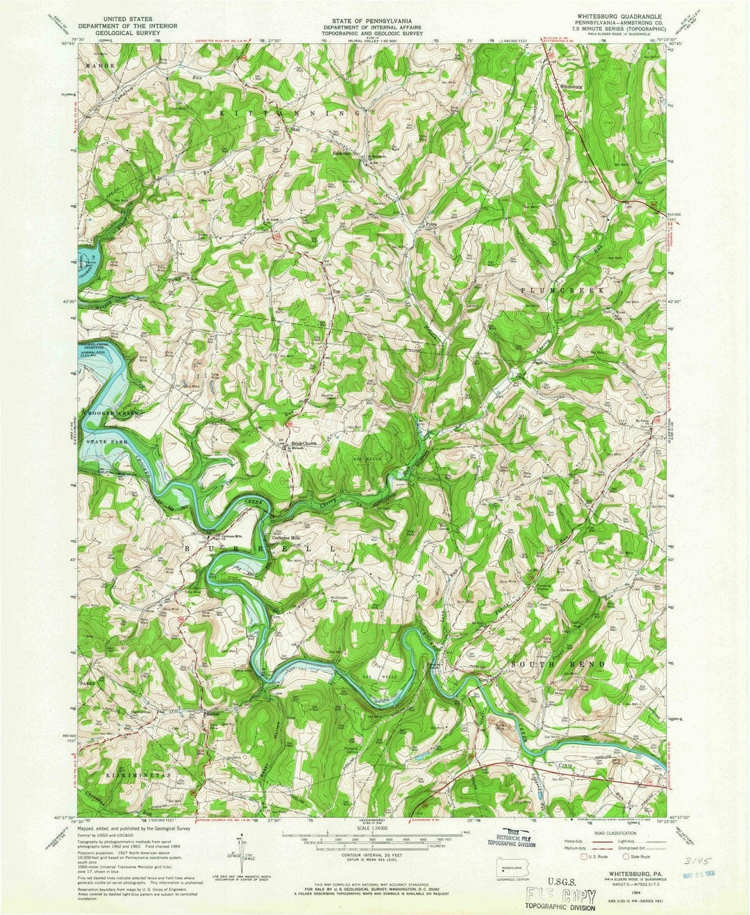 1964 Whitesburg, PA - Pennsylvania - USGS Topographic Map