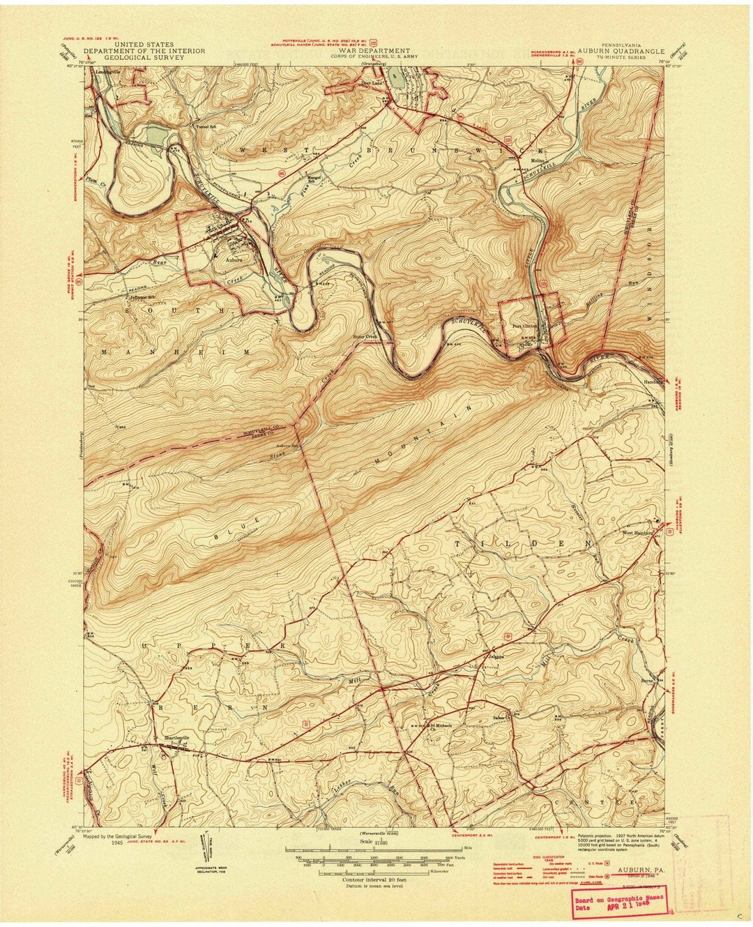 1946 Auburn, PA - Pennsylvania - USGS Topographic Map