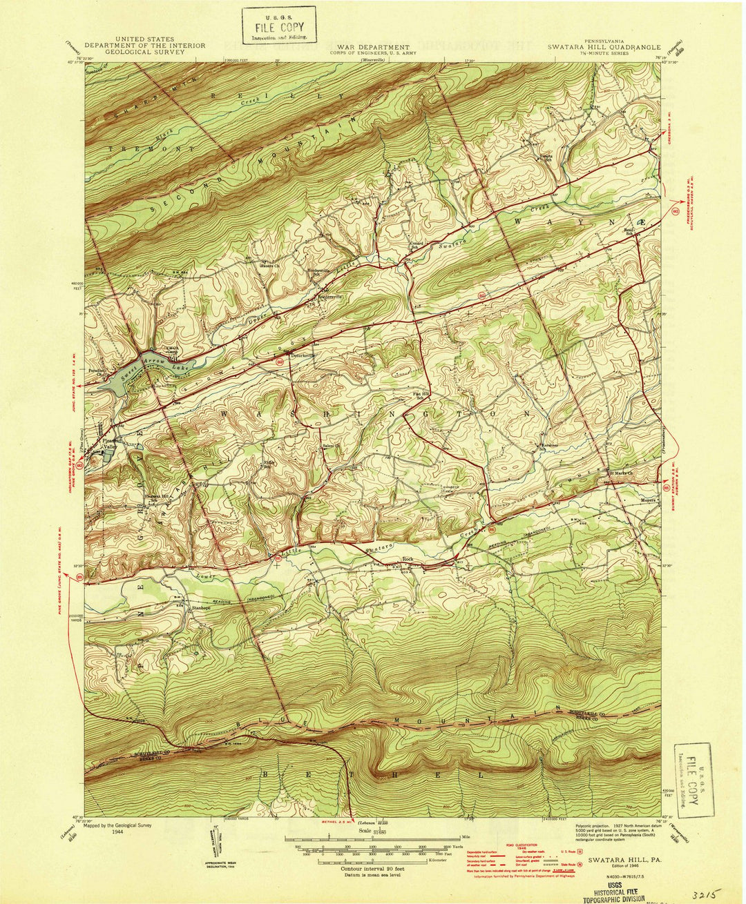 1946 Swatara Hill, PA - Pennsylvania - USGS Topographic Map