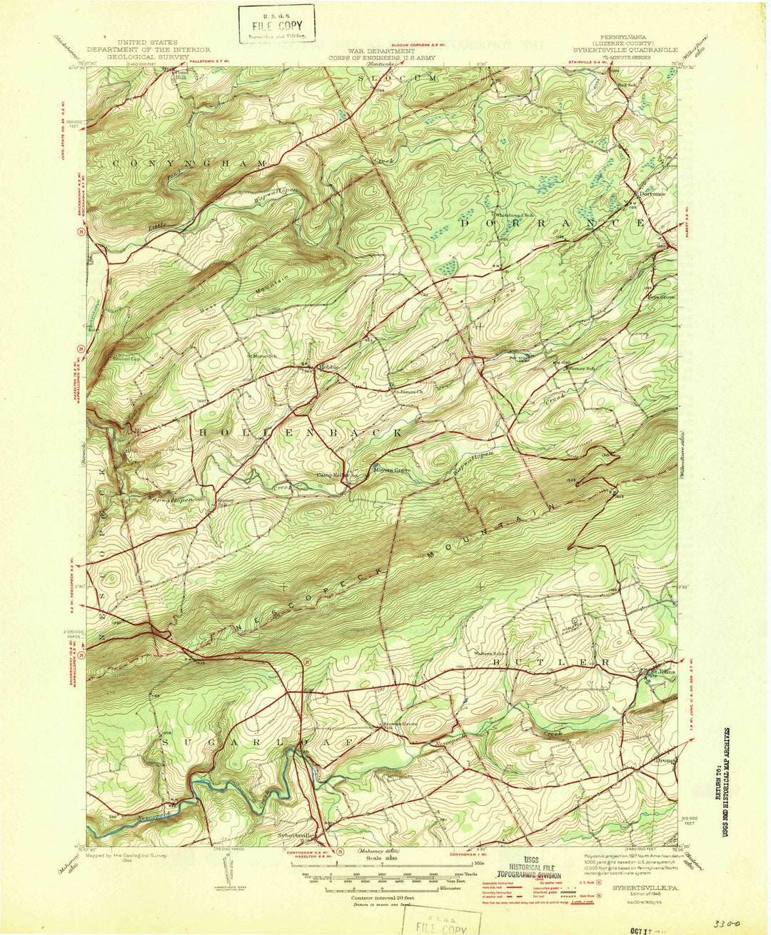 1946 Sybertsville, PA - Pennsylvania - USGS Topographic Map