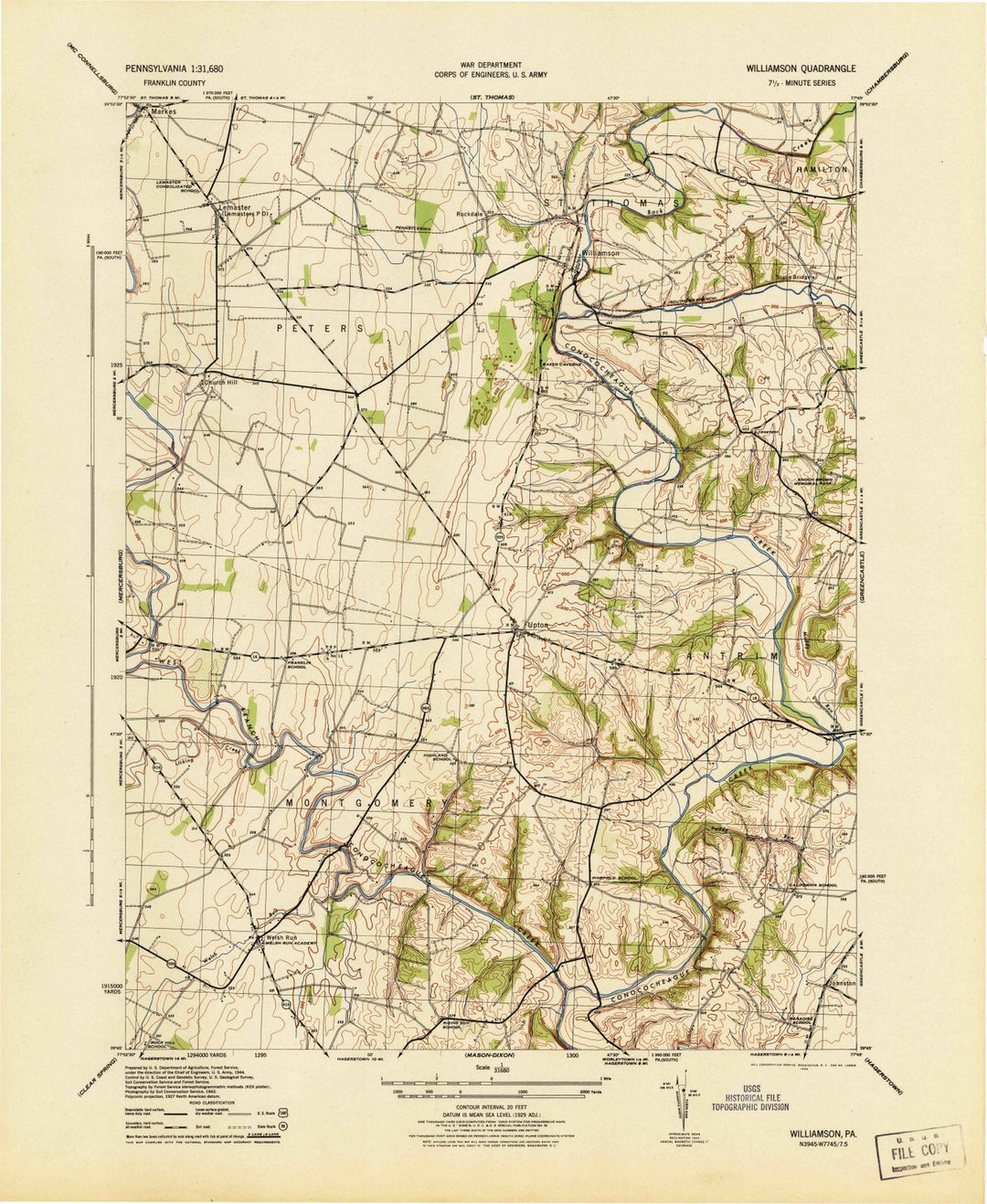 1944 Williamson, PA - Pennsylvania - USGS Topographic Map v2
