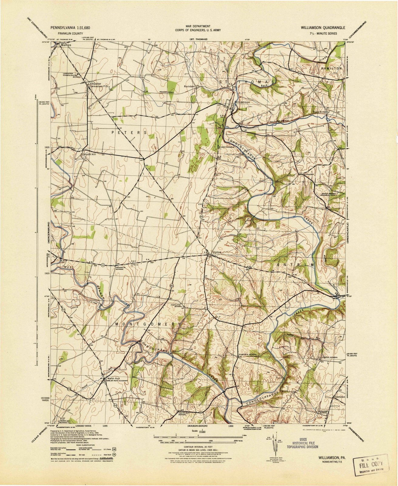 1944 Williamson, PA - Pennsylvania - USGS Topographic Map v2