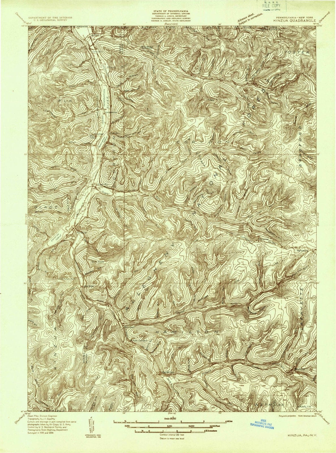 1936 Kinzua, PA - Pennsylvania - USGS Topographic Map
