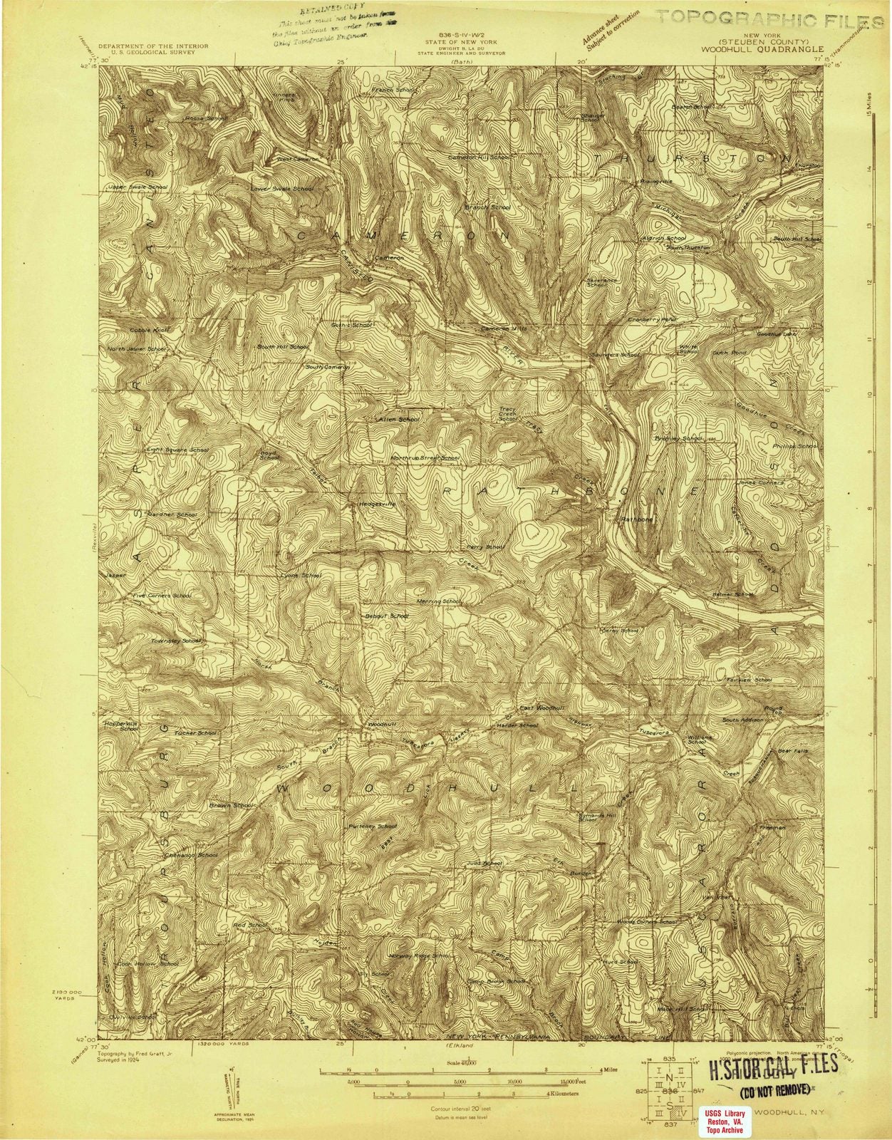 1924 Woodhull, NY - New York - USGS Topographic Map
