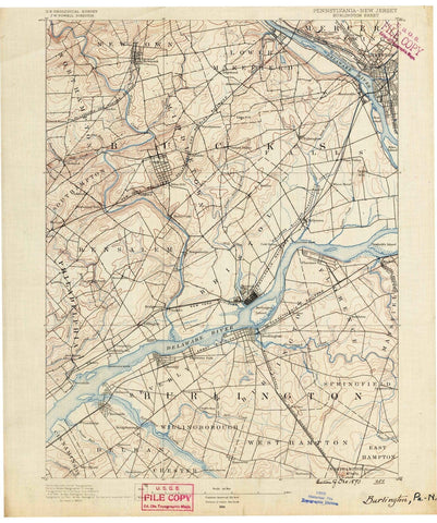 1890 Burlington, NJ - New Jersey - USGS Topographic Map