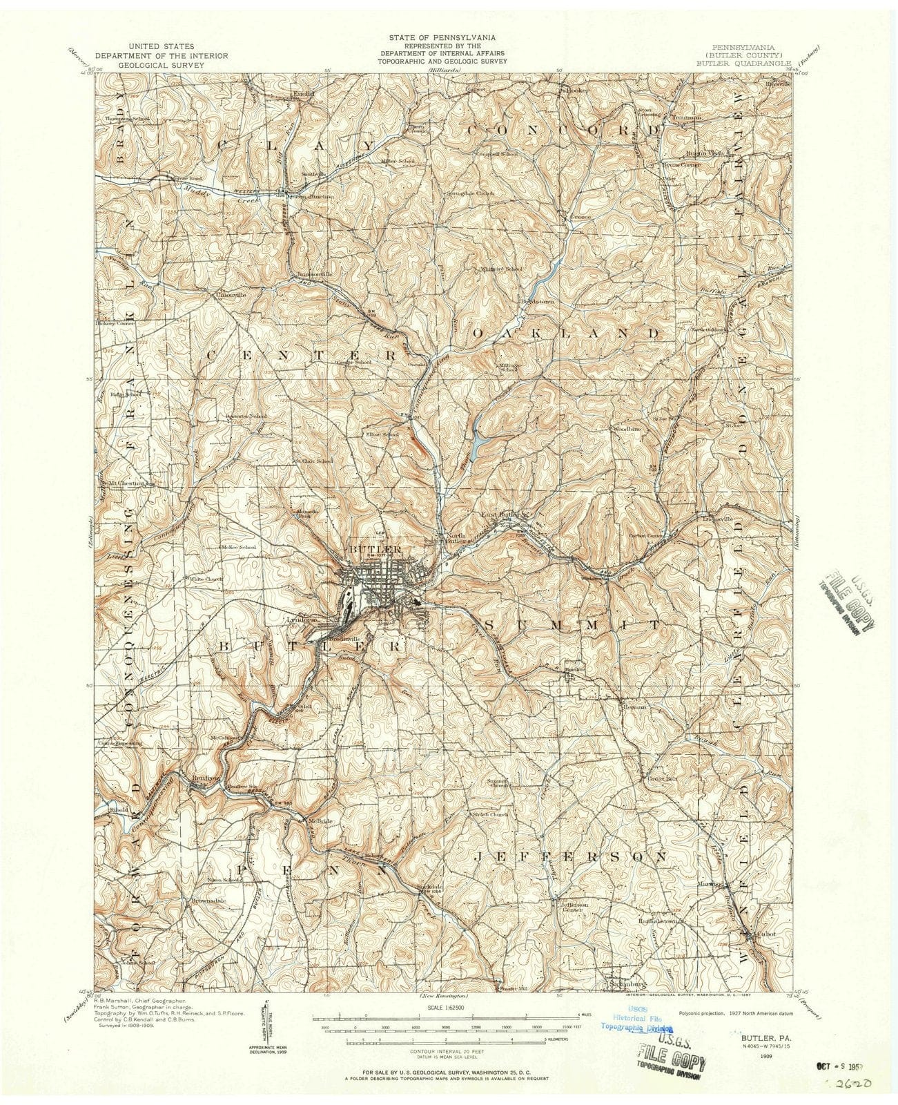1909 Butler, PA - Pennsylvania - USGS Topographic Map