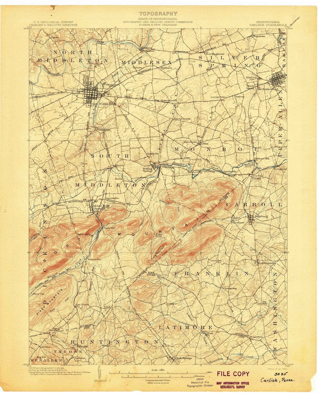 1904 Carlisle, PA - Pennsylvania - USGS Topographic Map