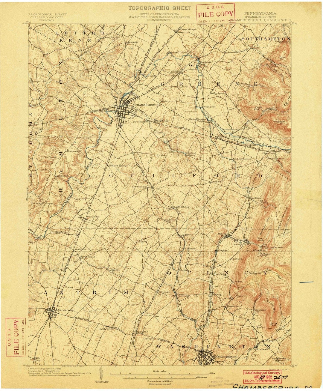 1902 Chambersburg, PA - Pennsylvania - USGS Topographic Map