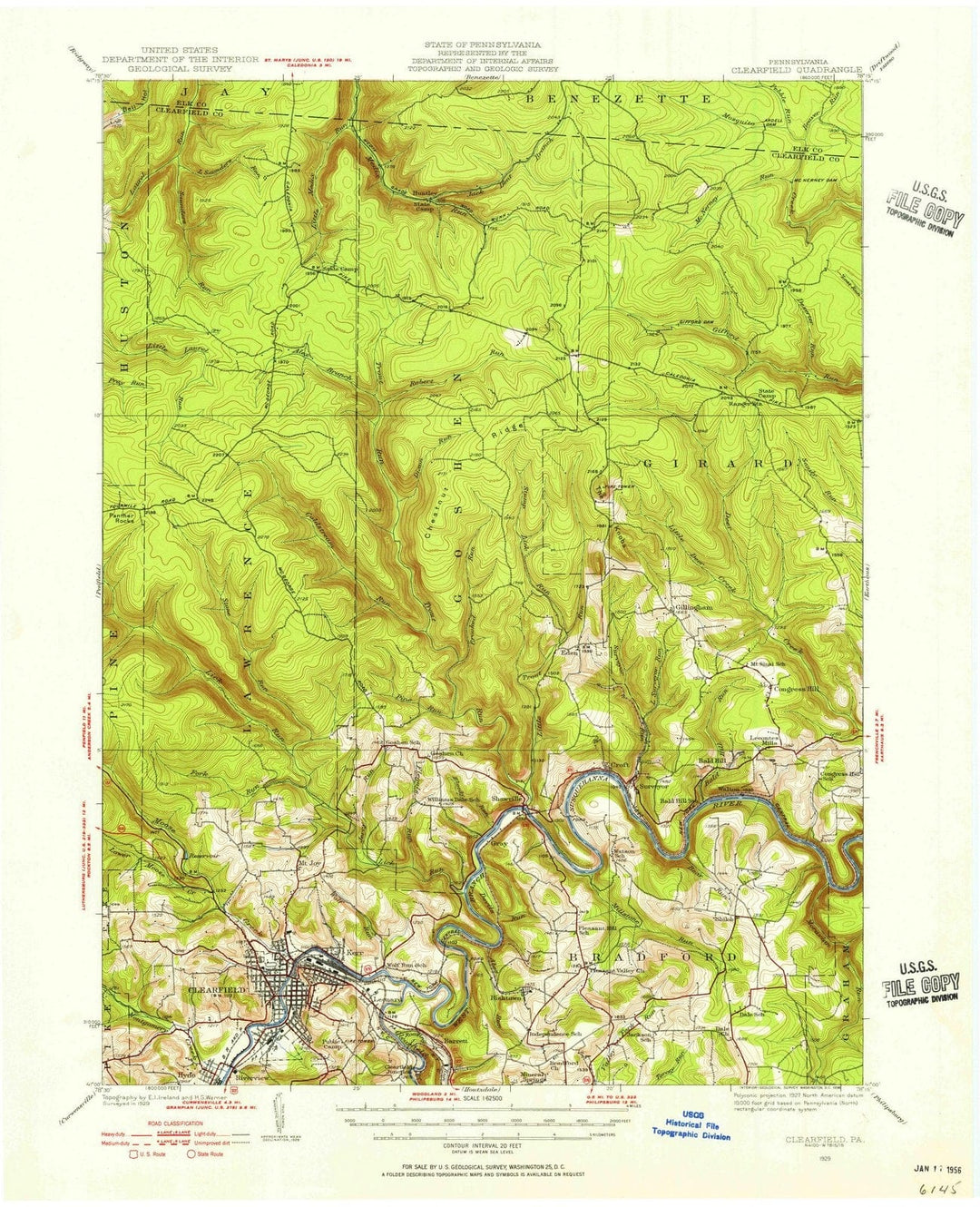1929 Clearfield, PA - Pennsylvania - USGS Topographic Map