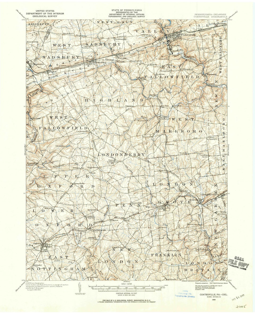 1904 Coatesville, PA - Pennsylvania - USGS Topographic Map