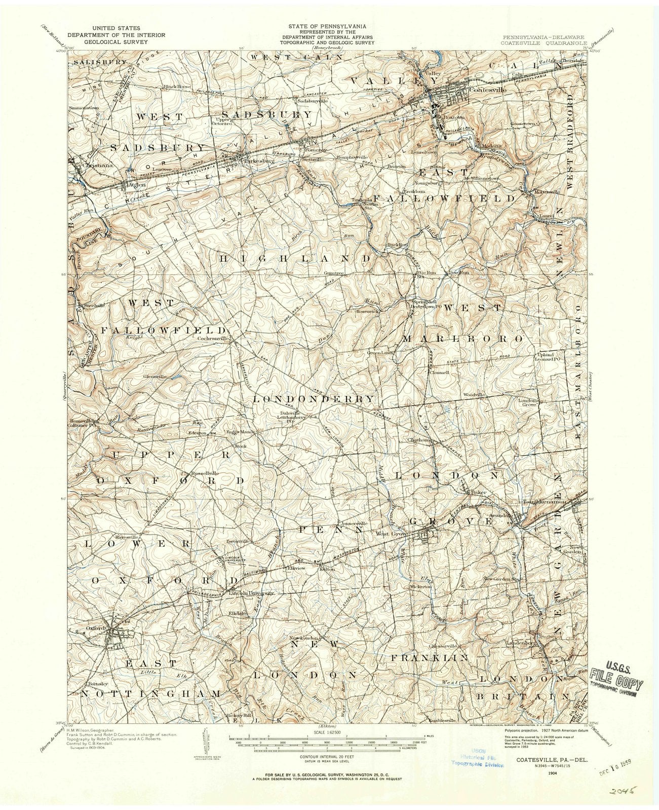 1904 Coatesville, PA - Pennsylvania - USGS Topographic Map