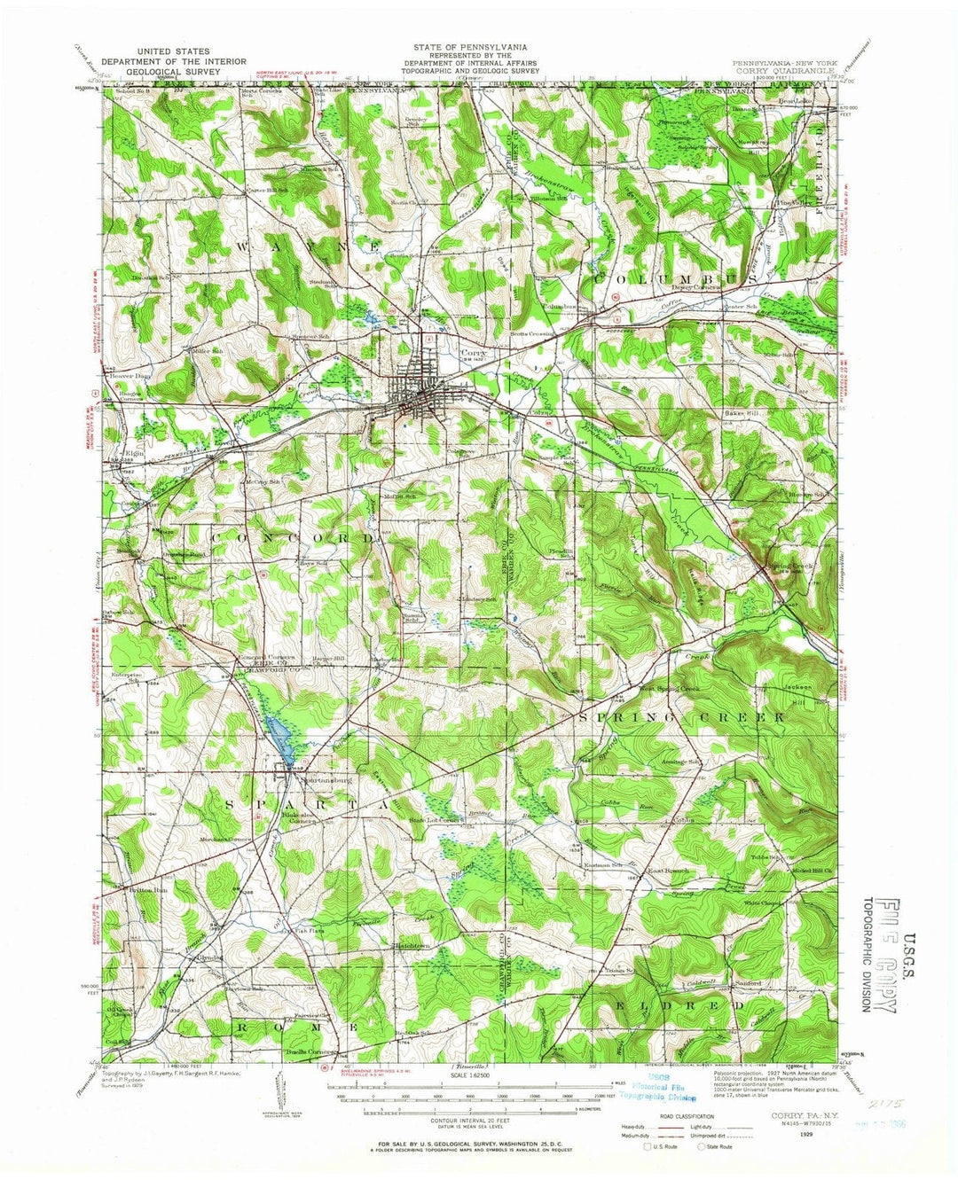 1929 Corry, PA - Pennsylvania - USGS Topographic Map