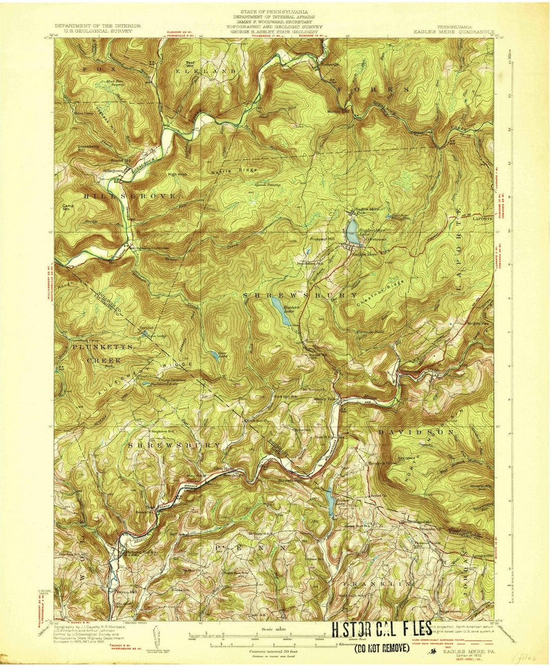 1932 Eagle Mere, PA - Pennsylvania - USGS Topographic Map