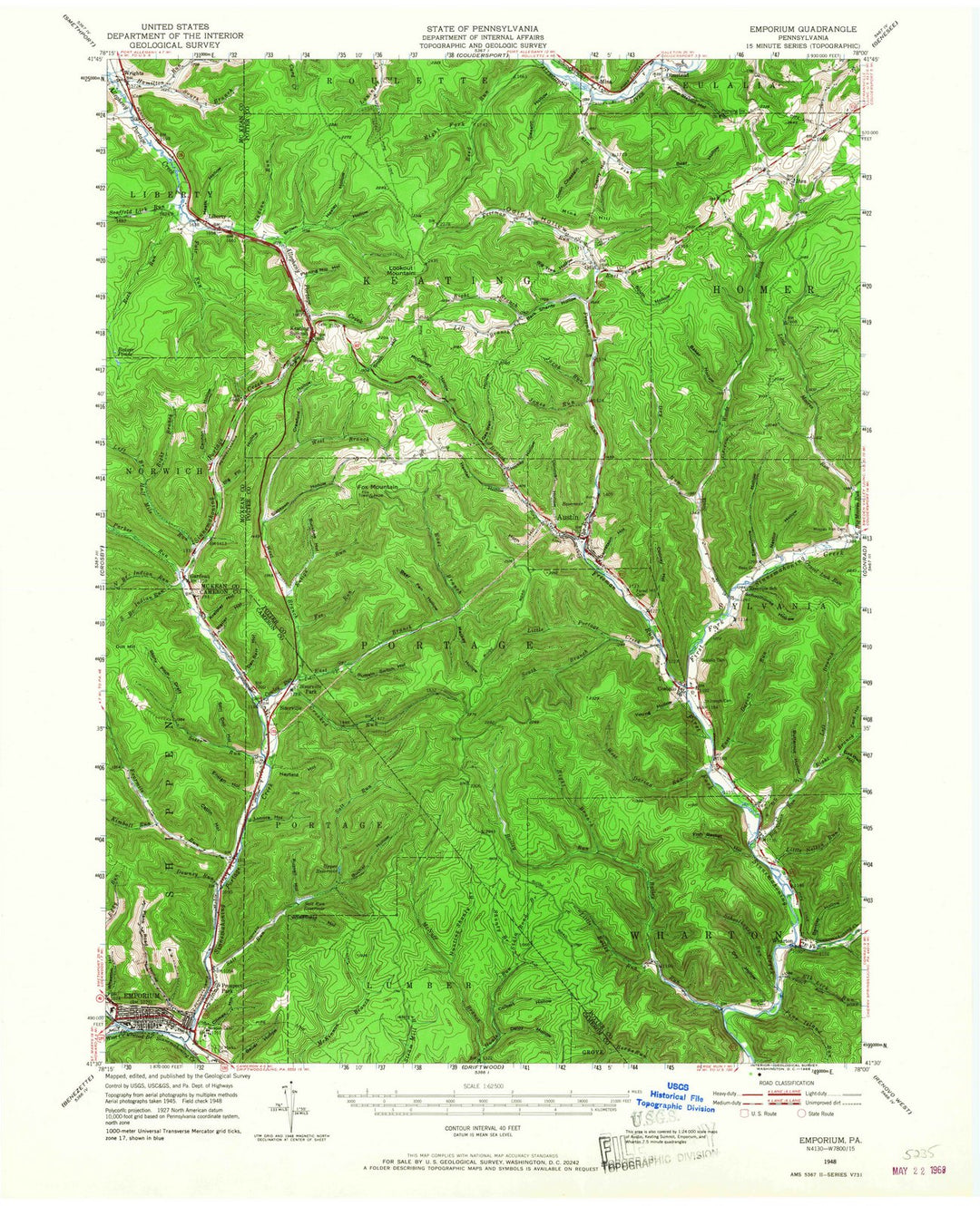 1948 Emporium, PA - Pennsylvania - USGS Topographic Map v2