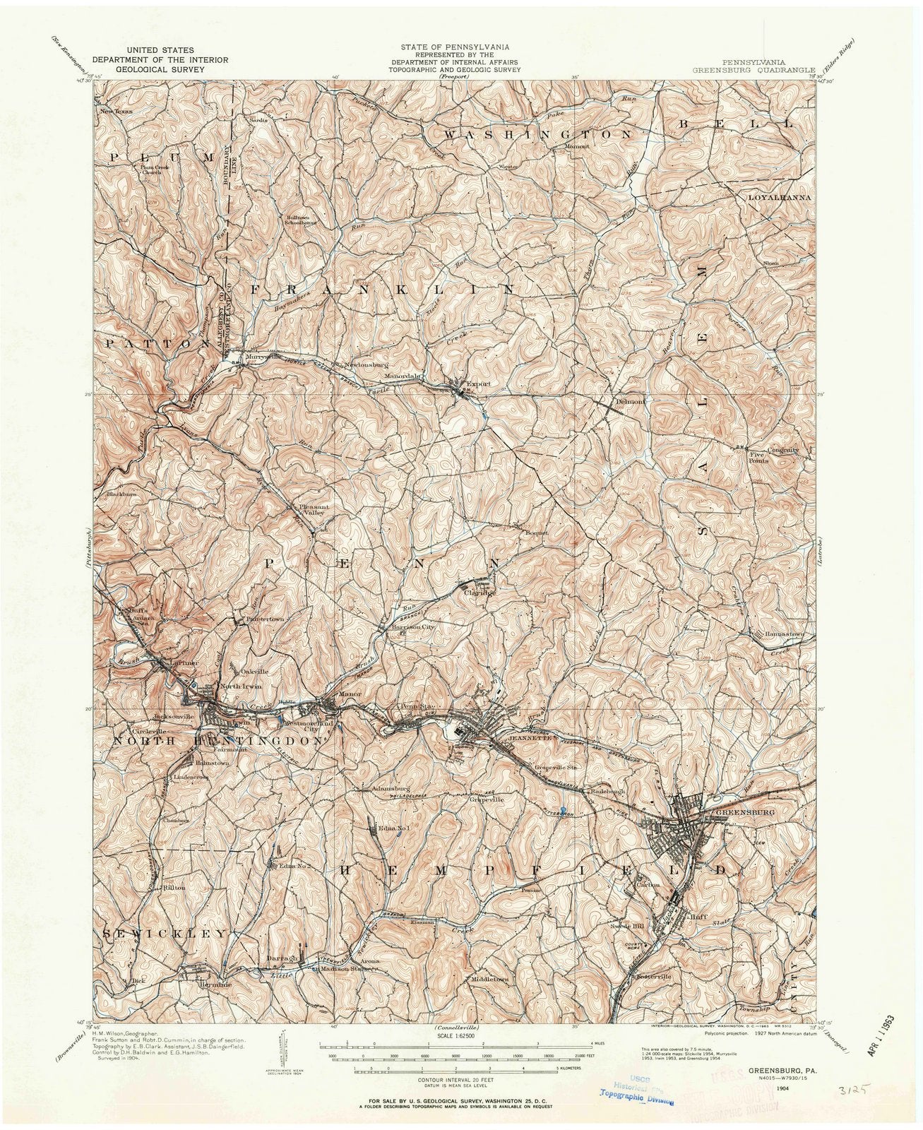 1904 Greensburg, PA - Pennsylvania - USGS Topographic Map
