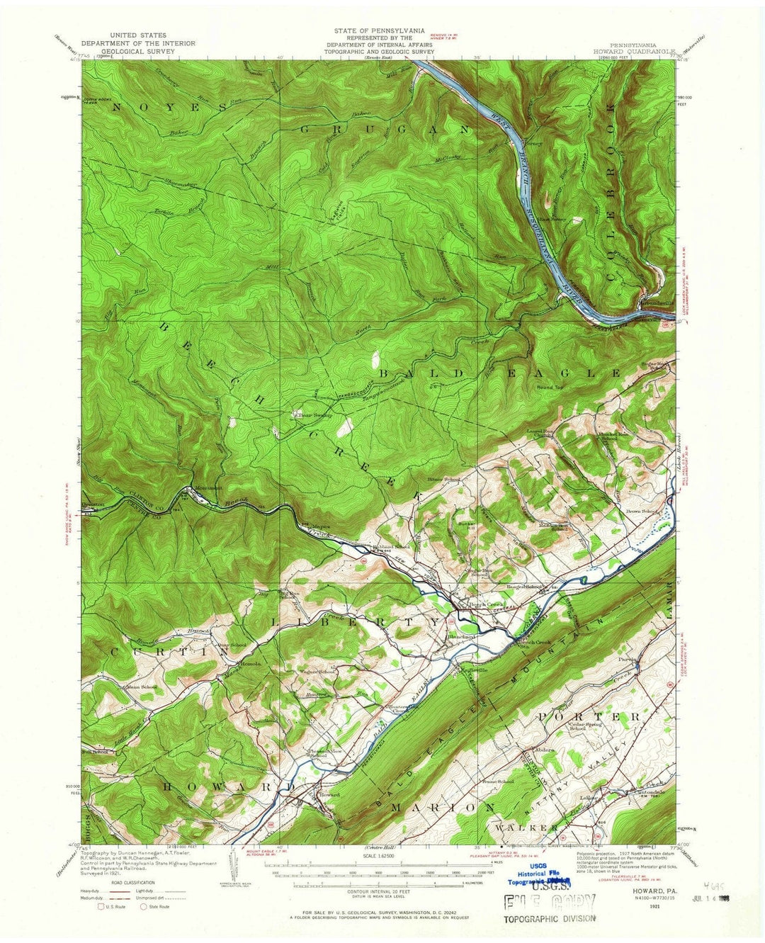 1921 Howard, PA - Pennsylvania - USGS Topographic Map