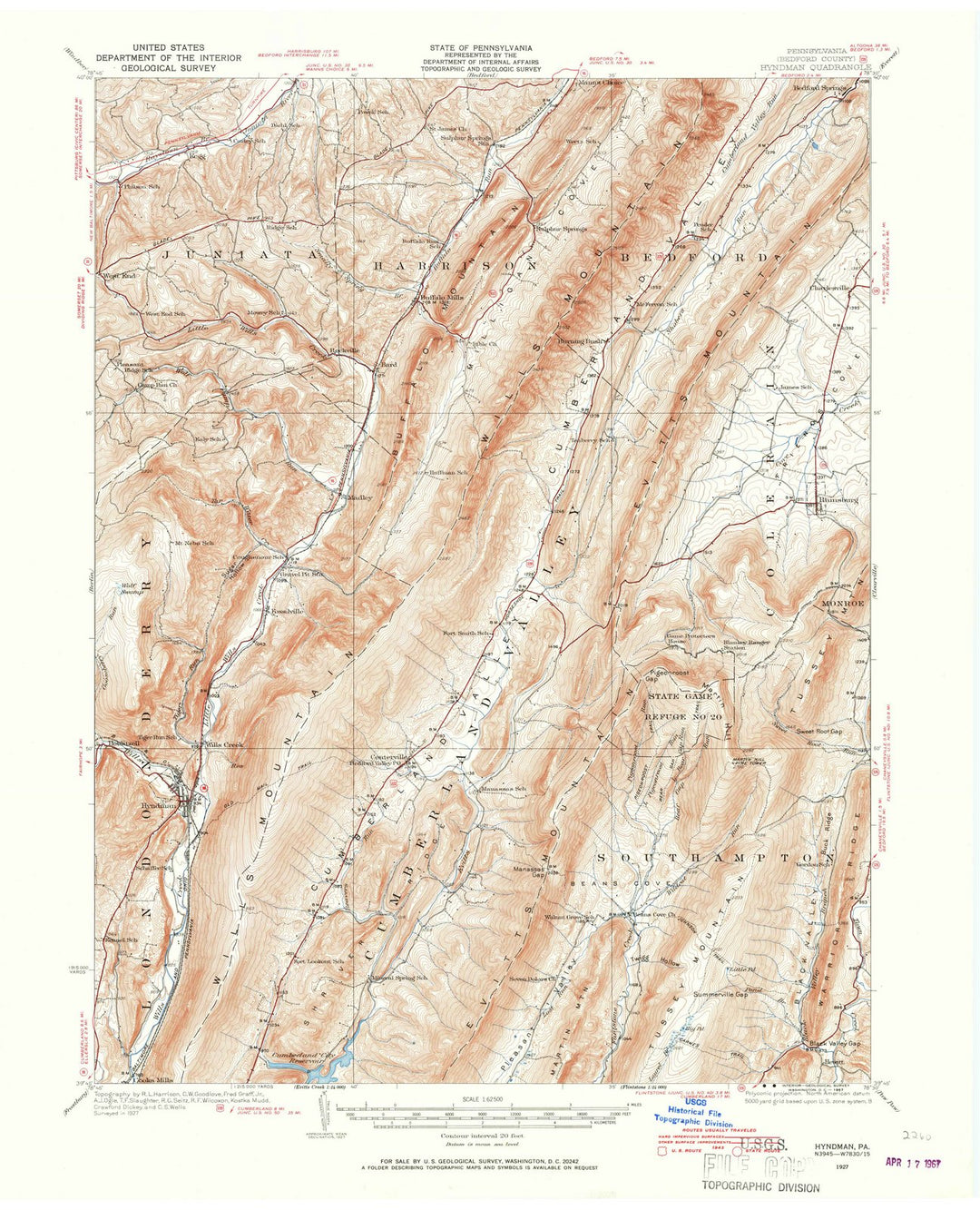 1927 Hyndman, PA - Pennsylvania - USGS Topographic Map
