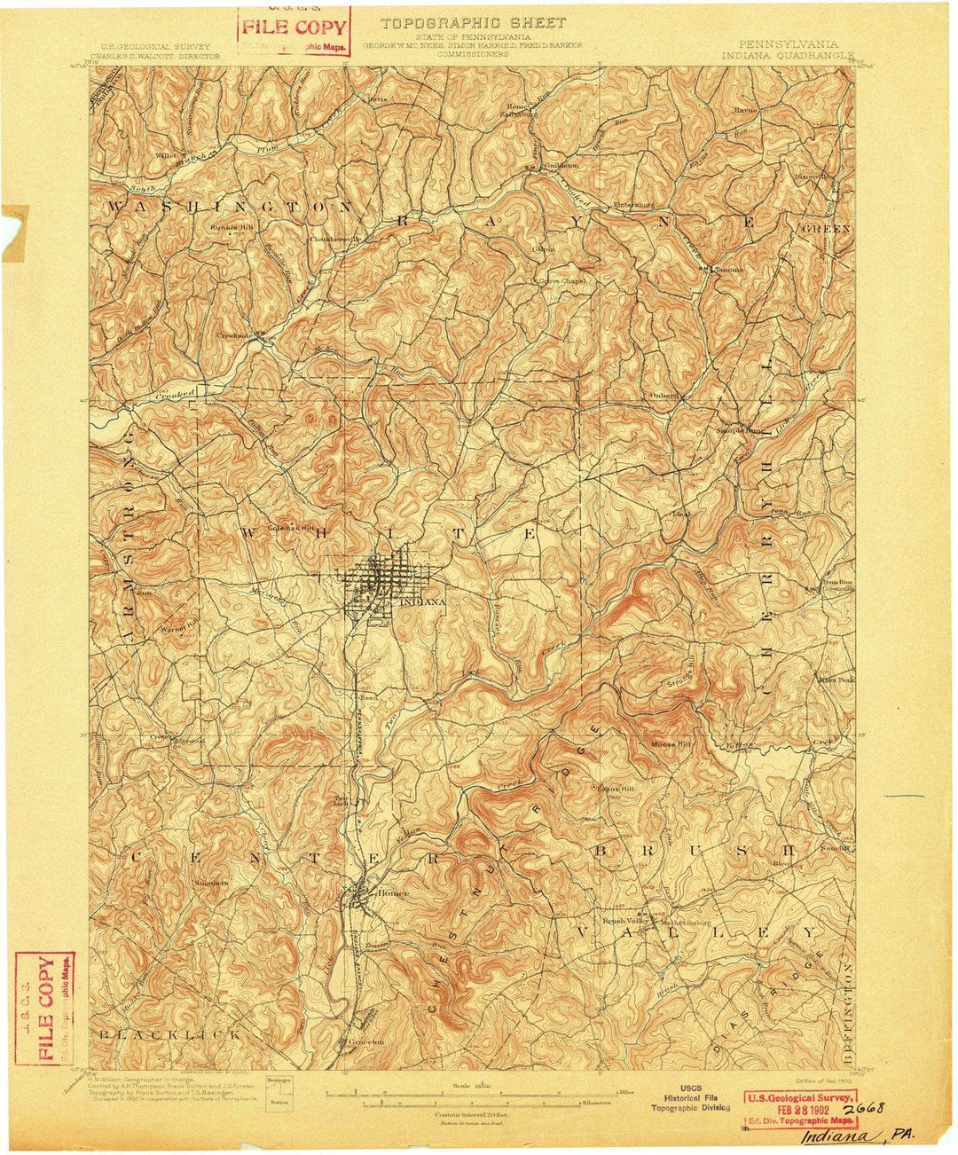 1902 Indiana, PA - Pennsylvania - USGS Topographic Map