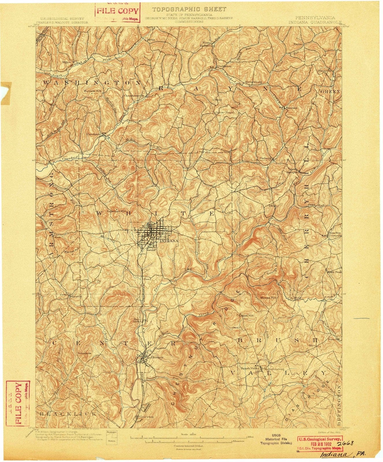 1902 Indiana, PA - Pennsylvania - USGS Topographic Map