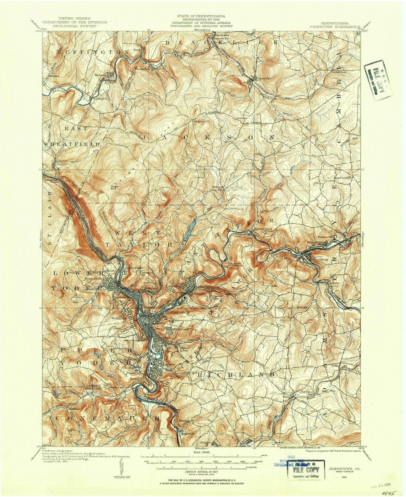 1904 Johnstown, PA - Pennsylvania - USGS Topographic Map