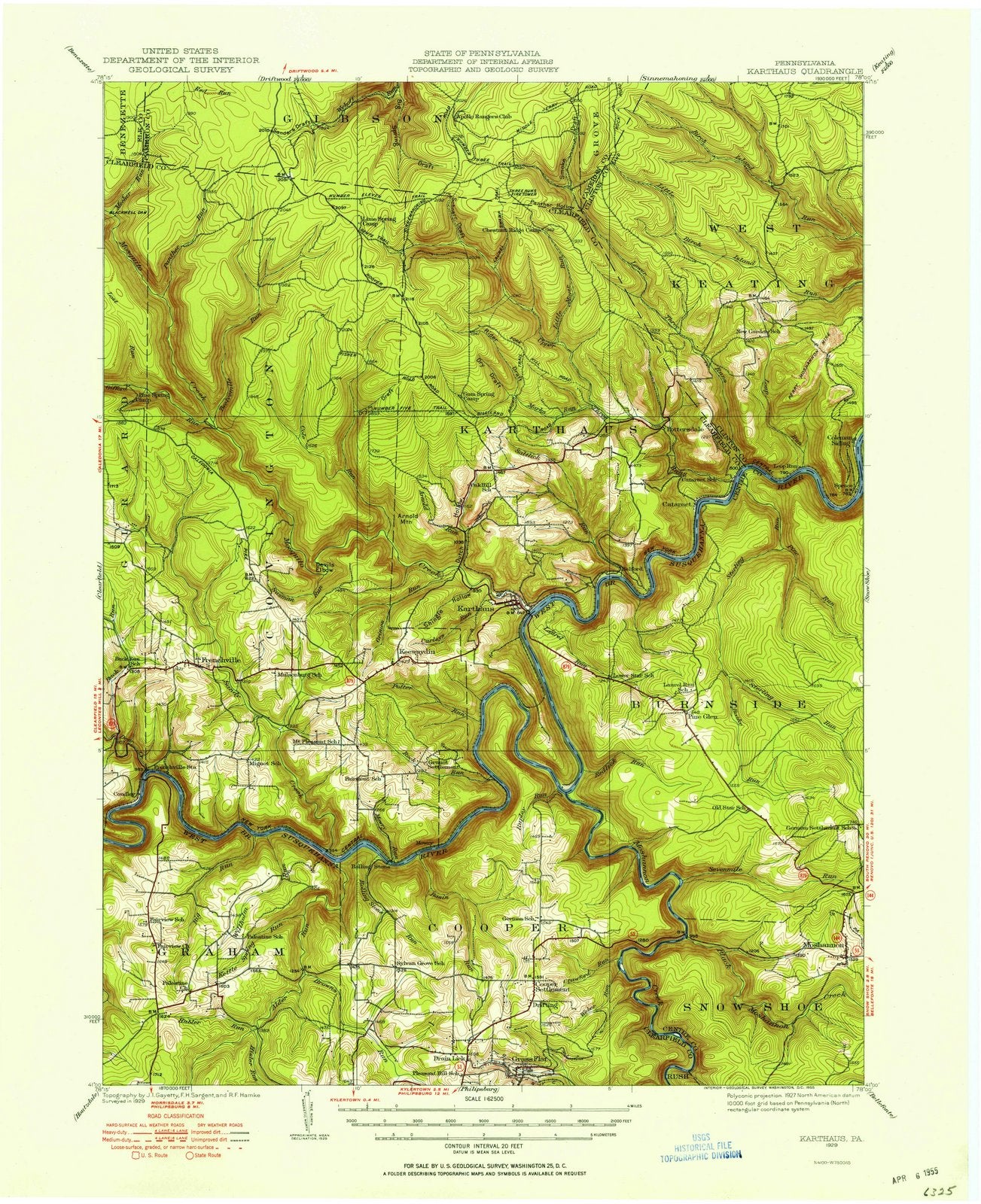 1929 Karthaus, PA - Pennsylvania - USGS Topographic Map