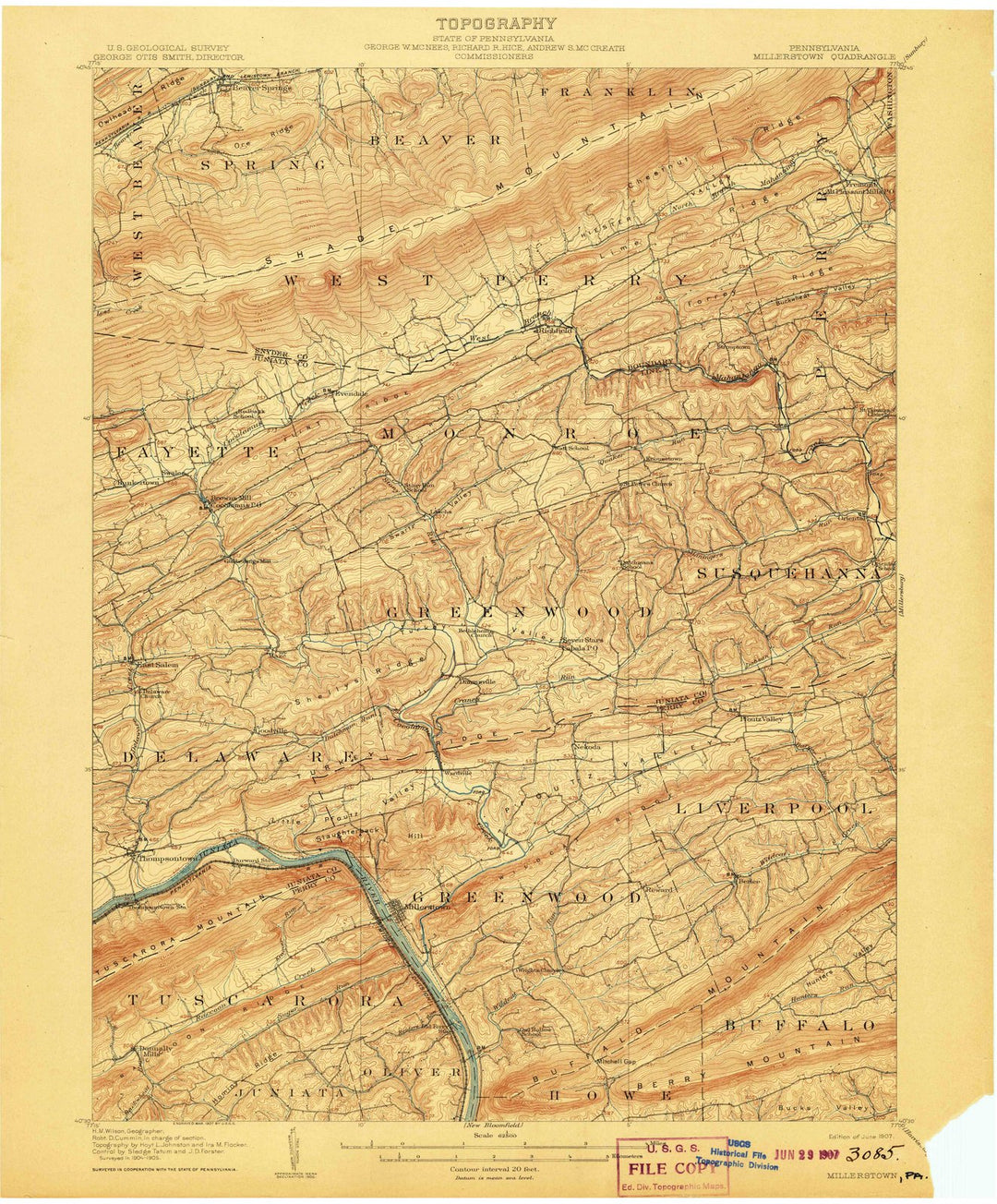 1907 Millerstown, PA - Pennsylvania - USGS Topographic Map