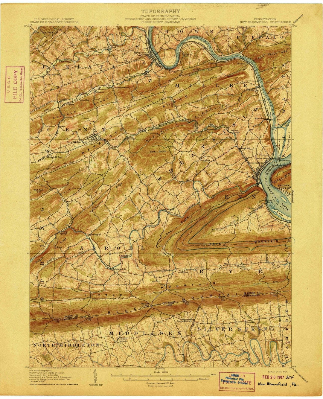 1907 New Bloomfield, PA - Pennsylvania - USGS Topographic Map