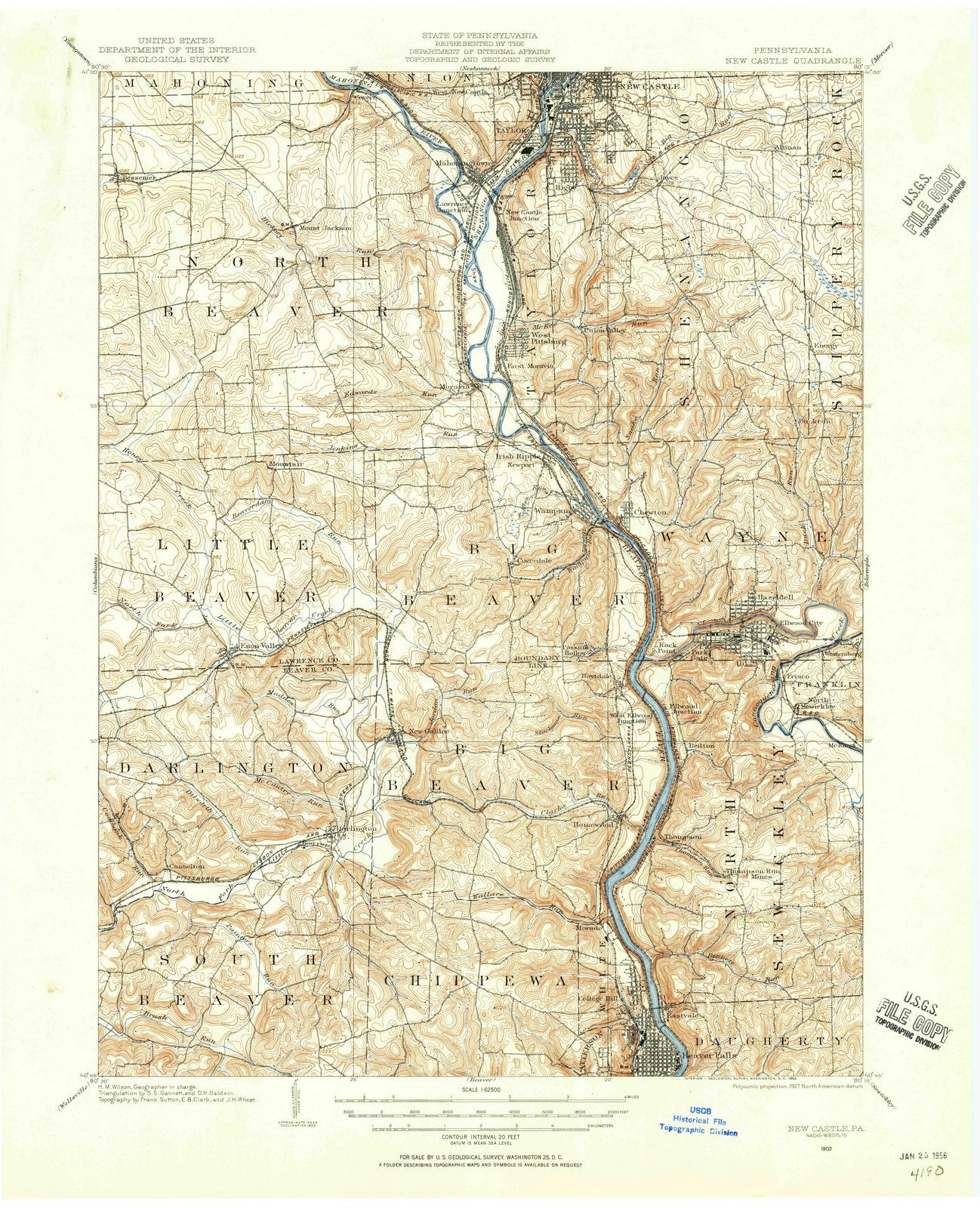 1902 New Castle, PA - Pennsylvania - USGS Topographic Map
