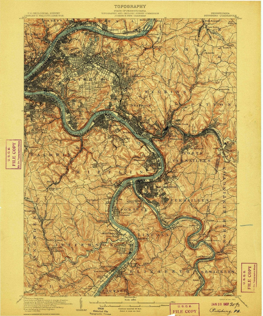 1907 Pittsburg, PA - Pennsylvania - USGS Topographic Map