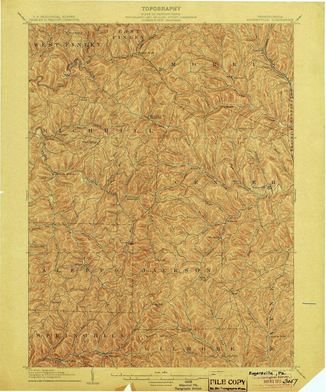 1905 Rogersville, PA - Pennsylvania - USGS Topographic Map