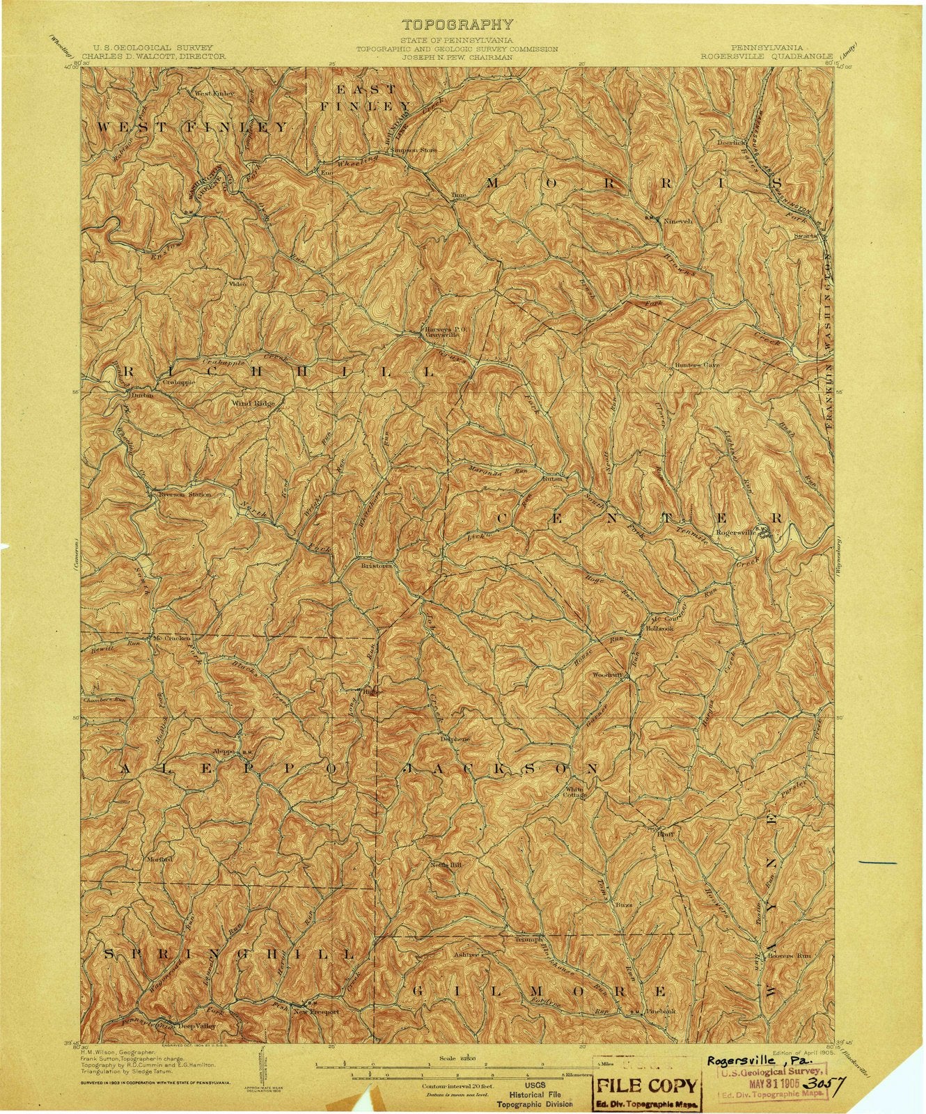 1905 Rogersville, PA - Pennsylvania - USGS Topographic Map