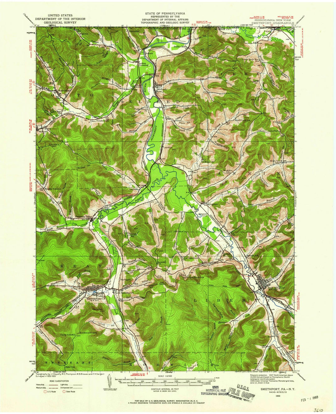 1933 Smethport, PA - Pennsylvania - USGS Topographic Map
