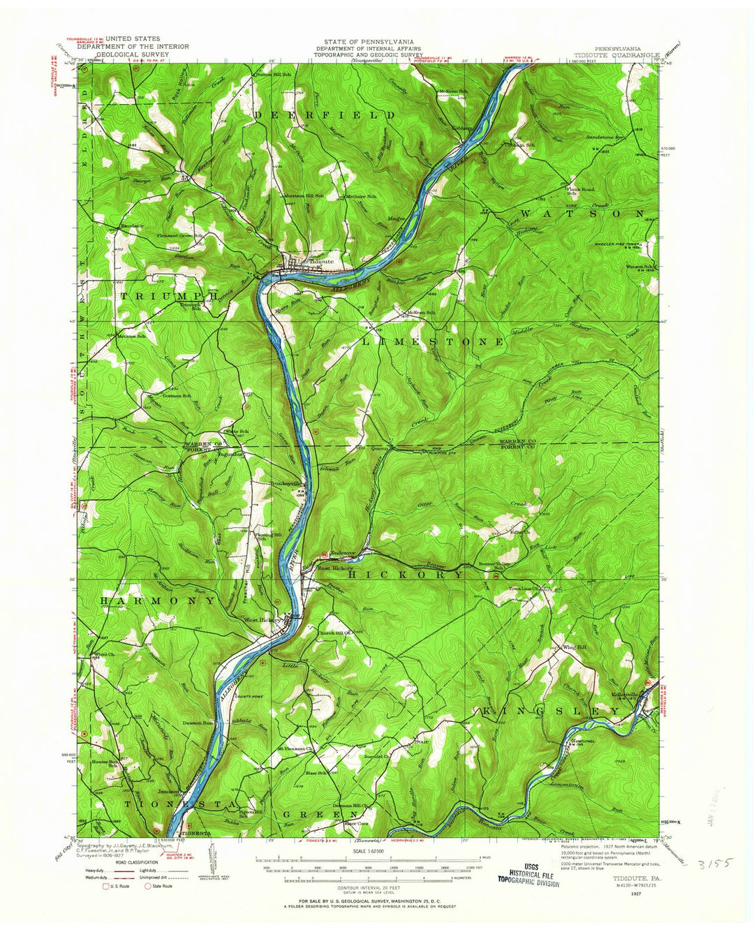 1927 Tidioute, PA - Pennsylvania - USGS Topographic Map