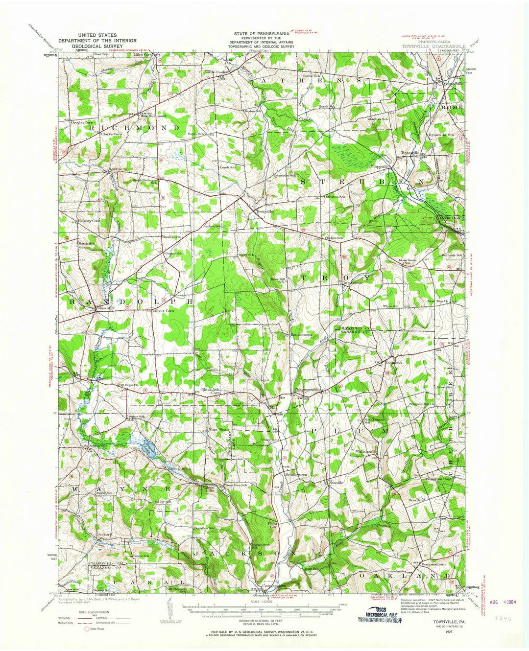 1927 Townville, PA - Pennsylvania - USGS Topographic Map
