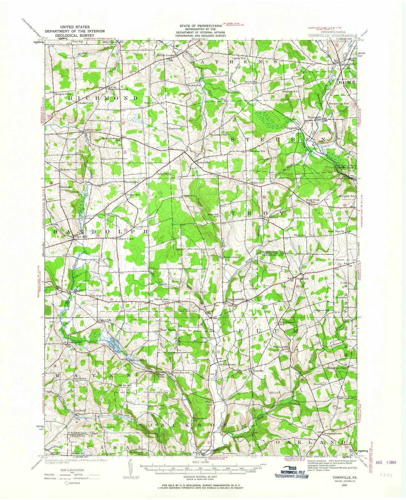 1927 Townville, PA - Pennsylvania - USGS Topographic Map