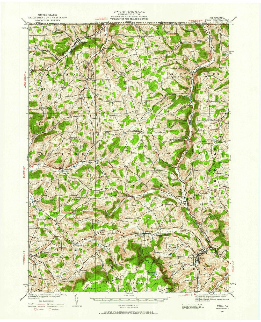 1931 Troy, PA - Pennsylvania - USGS Topographic Map
