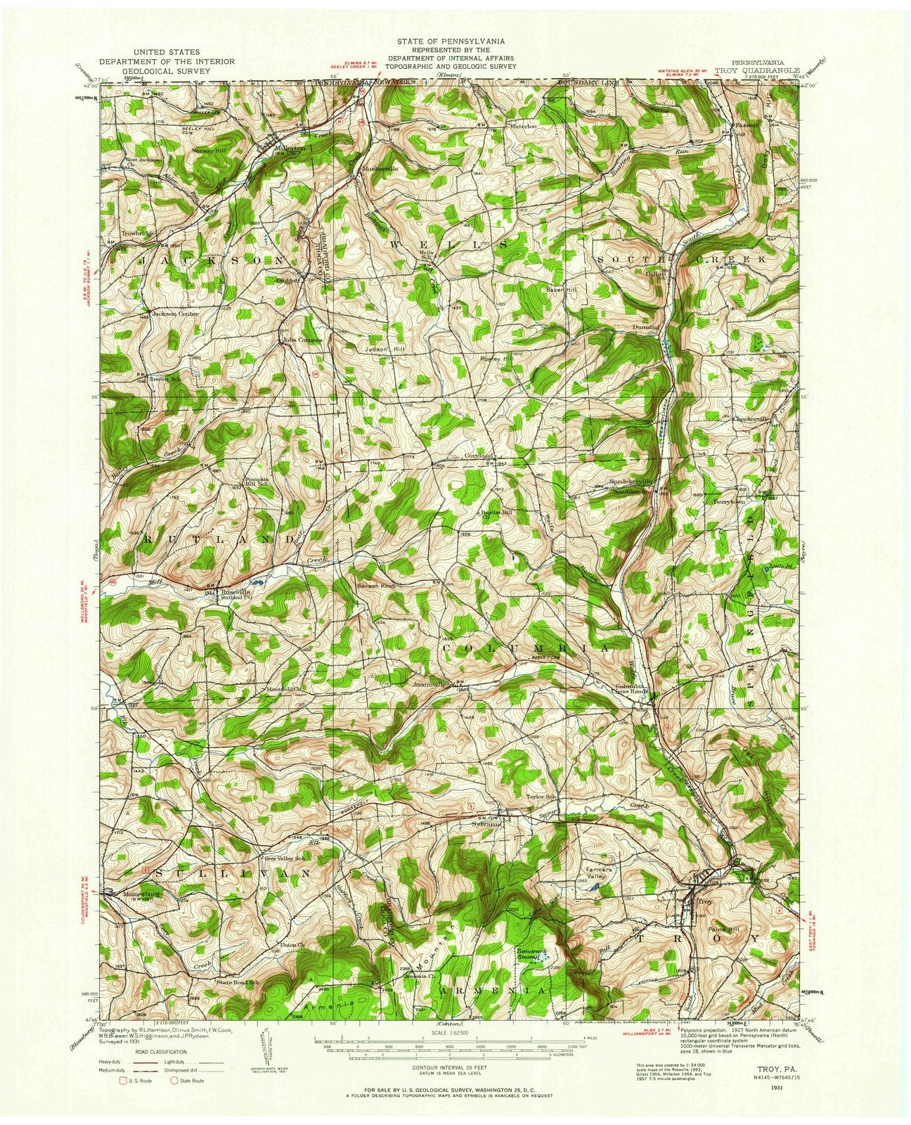 1931 Troy, PA - Pennsylvania - USGS Topographic Map