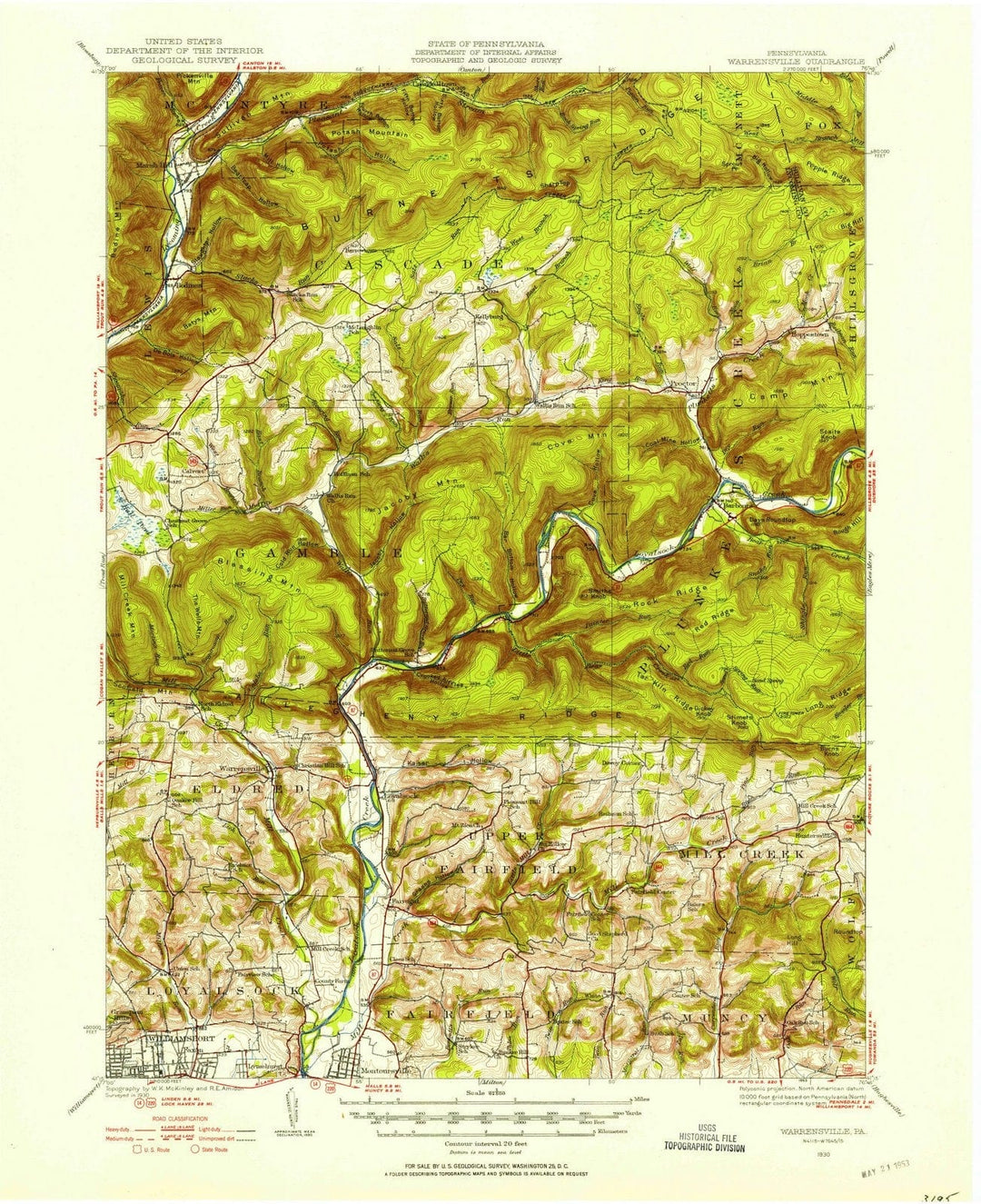1930 Warrensville, PA - Pennsylvania - USGS Topographic Map
