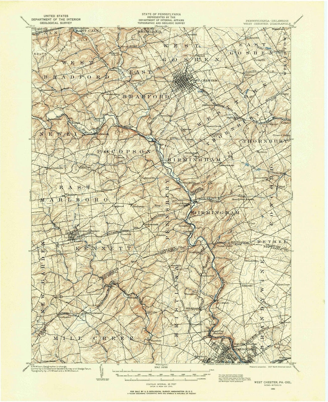 1901 West Chester, PA - Pennsylvania - USGS Topographic Map