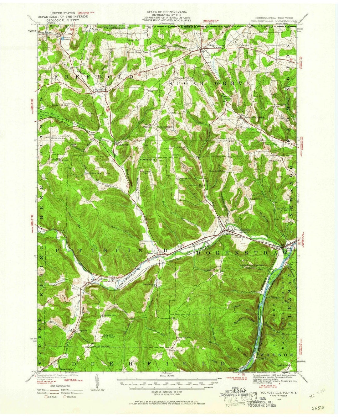 1926 Youngsville, PA - Pennsylvania - USGS Topographic Map
