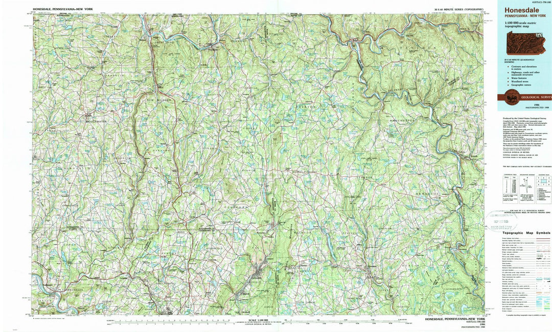 1986 Honesdale, PA - Pennsylvania - USGS Topographic Map