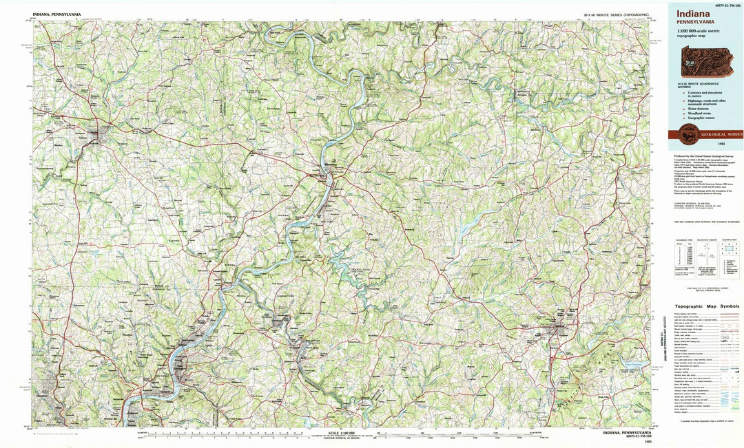 1983 Indiana, PA - Pennsylvania - USGS Topographic Map